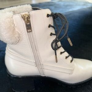Gorgeous Coach Leather & Faux Fur Trim Boots